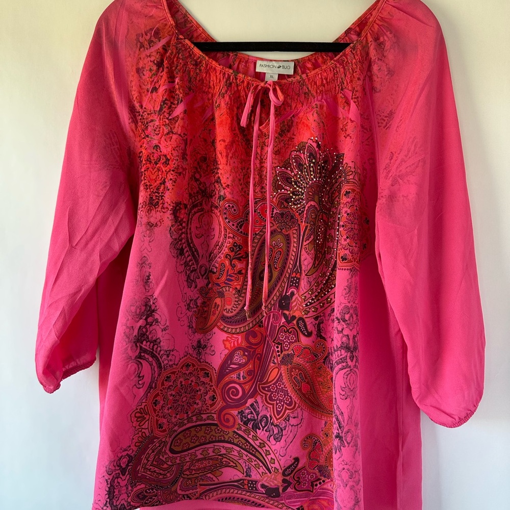 Fashion Bug Pink Paisley Women's Top